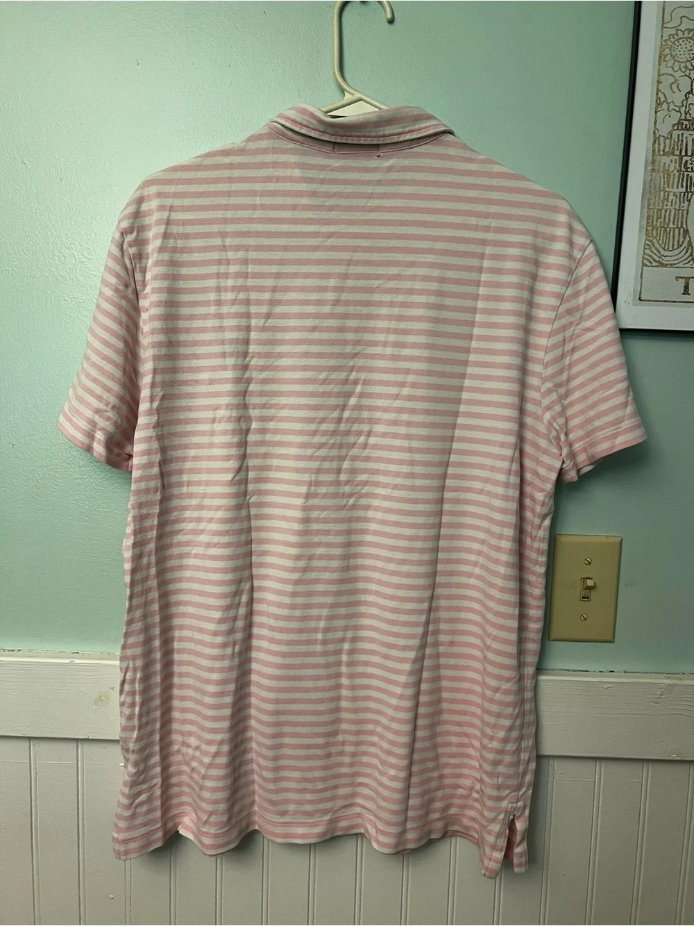Men’s Polo by Ralph Lauren Men’s Pink and White Stripe Polo Shirt
